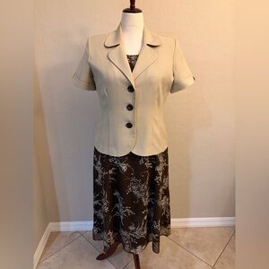 Studio I Beige and Brown Skirt Set
